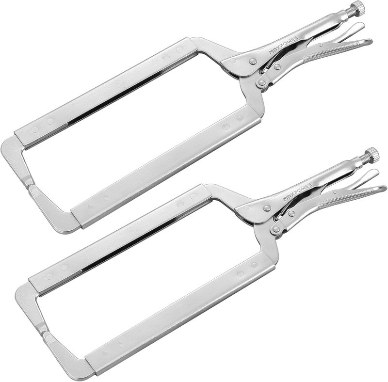 Max Power 18-inch C Clamp Locking Pliers, Locking C Clamp with Regular Tips, Maximum Jaw Capacity Up to 6.5", 2-Piece - Image 1